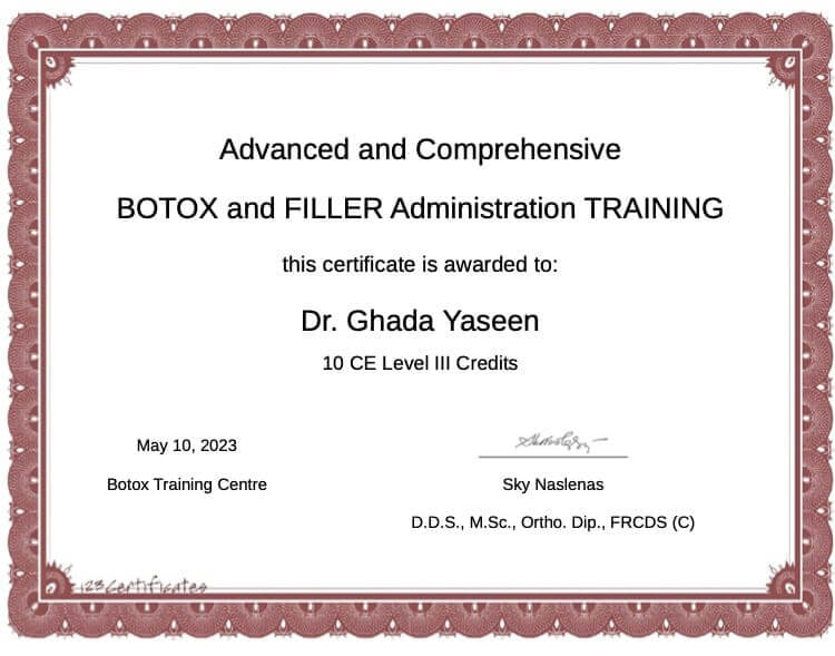 Botox and Filler  Certificate